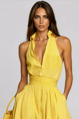 Irnerius Halter Neck Stripe Maxi Dress