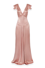 Elegant A Line Deep V Neck Yellow Long Party Dress with Open Back