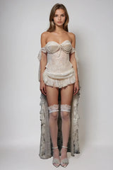 Fatmir Corset Pearl Lace Skirt Set