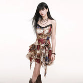 Asymmetrical Suspender Mini Dress for Women – Gothic-Inspired Summer Dress
