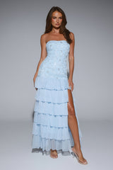Dream State Strapless Maxi Dress Blue