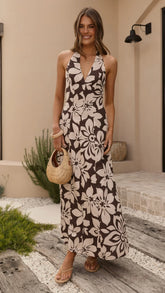 Solange Maxi Dress - Chocolate Floral