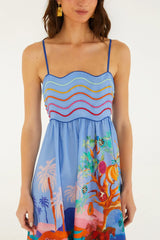 Multicolor Dream Landscape Sleeveless Maxi Dress