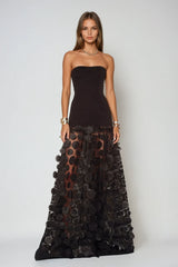 Boryana Dot Strapless Maxi Dress In Black