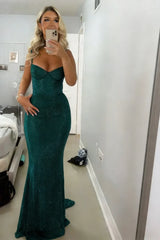 Sparkly Mermaid Sweetheart Red Long Prom Dress with Beading