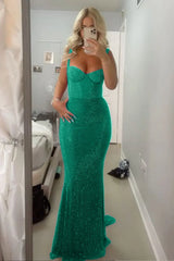 Sparkly Mermaid Sweetheart Red Long Prom Dress with Beading