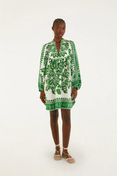 Green Flora Tapestry Mini Dress