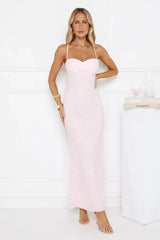 Love Bitten Lace Maxi Dress Pink