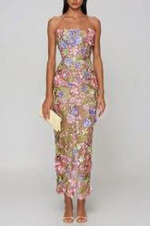 Denica Flower Embroidered Maxi Dress