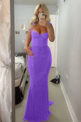Sparkly Mermaid Sweetheart Red Long Prom Dress with Beading