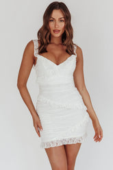 La Vida Frill Trim Mini Dress White