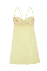 Cute A Line Spaghetti Straps Light Yellow Mini Dress with Sequins