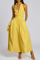 Irnerius Halter Neck Stripe Maxi Dress