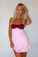 Two Tone Spaghetti Straps Fitted Homecoming Dress with Ruched Bodice