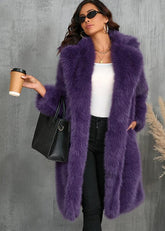 Statement Faux Fur Suit Collar Coat