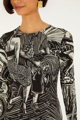 Black Ruta Ruffled Hem Mini Dress