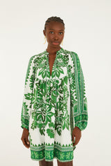 Green Flora Tapestry Mini Dress