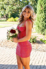 Sparkly Sweetheart Short Bodycon Homecoming Dress with Beading