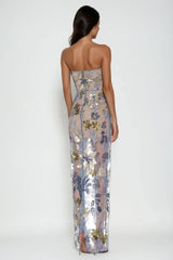 Denica Strapless Sequin Floral Maxi Dress