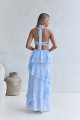 Path Of Fate Halter Maxi Dress Blue