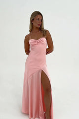 Stylish Sheath Spaghetti Straps Pink Party Dress with Criss Cross Back
