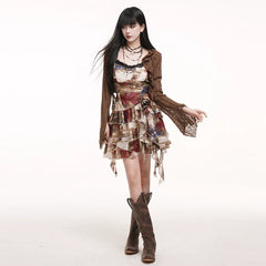 Asymmetrical Suspender Mini Dress for Women – Gothic-Inspired Summer Dress