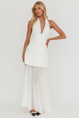 Opulent Halterneck Layered Maxi Dress White
