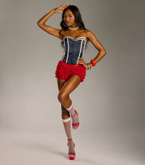 Ahoy Cutie Sailor Satin Corset Top