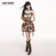 Asymmetrical Suspender Mini Dress for Women – Gothic-Inspired Summer Dress