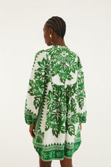 Green Flora Tapestry Mini Dress